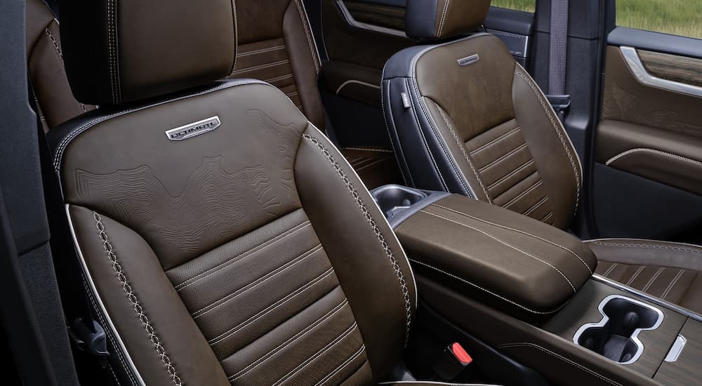Brown leather seating in a 2026 GMC Acadia Denali Ultimate