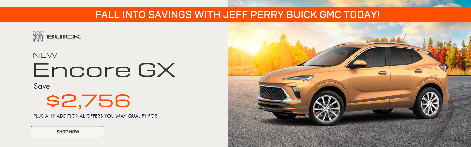 Orange Encore GX on sunny background with trees and water