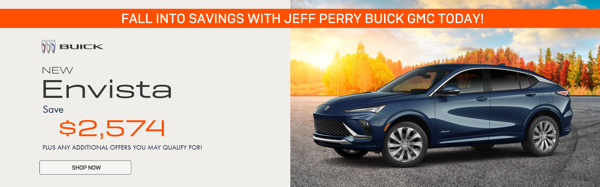 Blue Envista on sunny background with trees and water